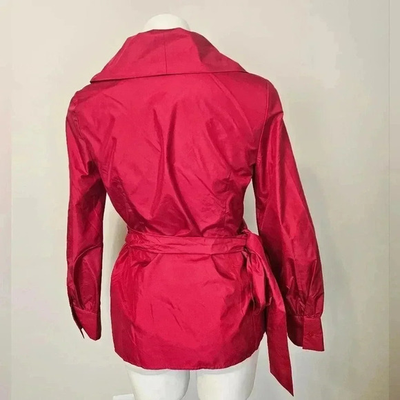 J. Peterman Top Women's Size6 Red Flamenco Ruffle Self Tie Wrap Blouse Shirt - Picture 4 of 11